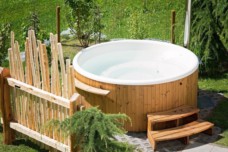 hot tub in a garden
