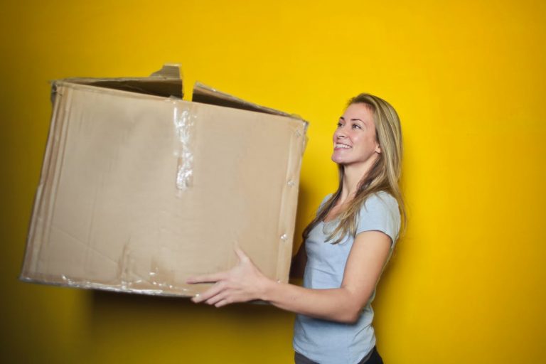 woman with a moving box