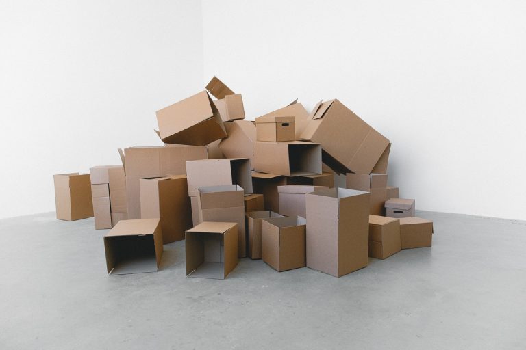 cardboard boxes on the floor