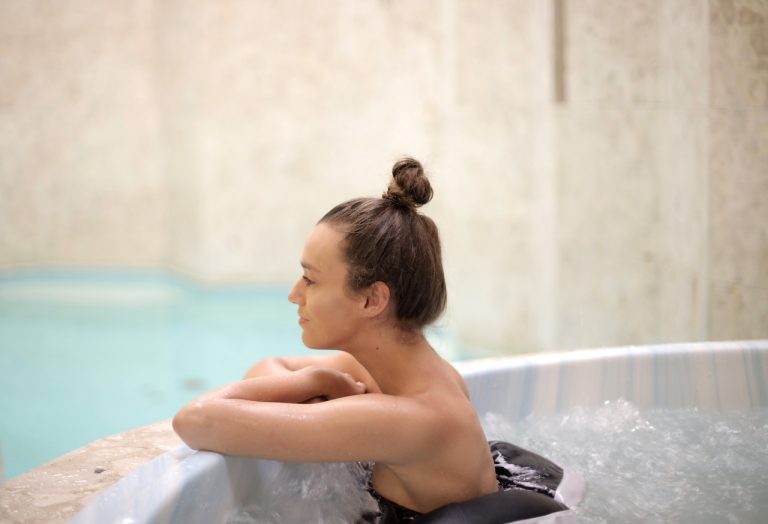 Woman in a hot tub