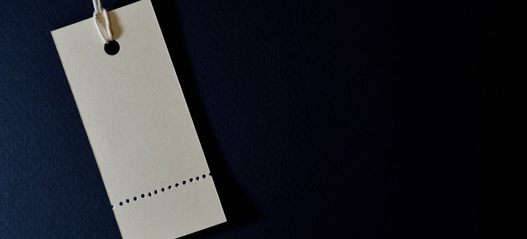 A label is on a black surface.