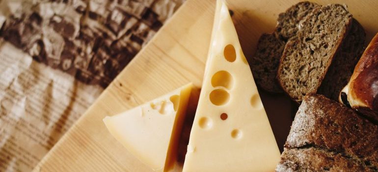 cheese on a cutting board