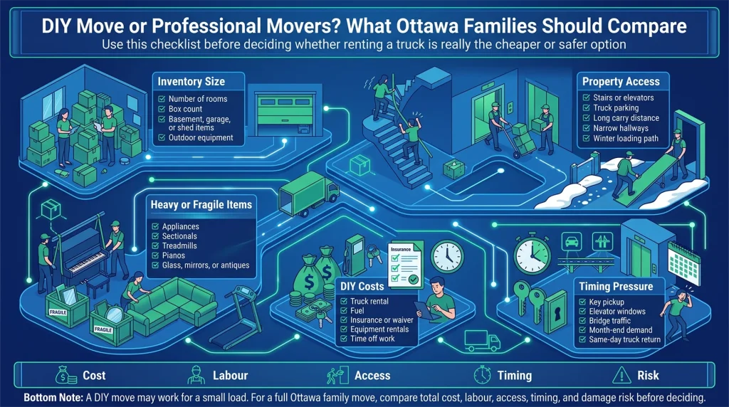 Ottawa family comparing a DIY move with hiring professional movers