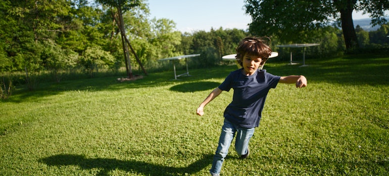 A child running in backyard