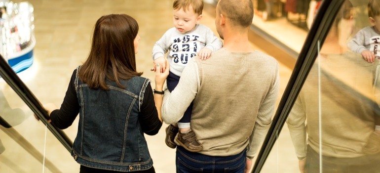 Picture of a family at a shopping mall 