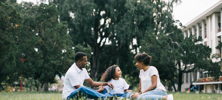 A family in a park