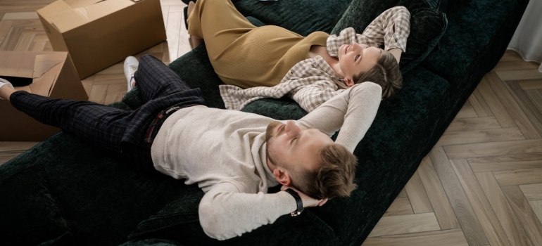 a couple resting