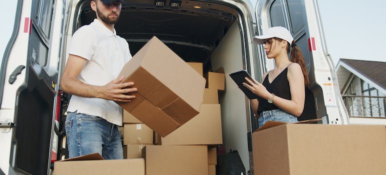 man and woman working together