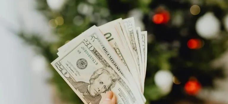 A person holding some dollar bills