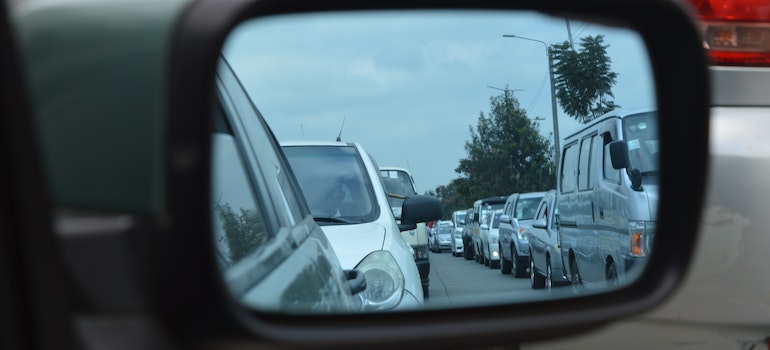 A traffic jam on the highway