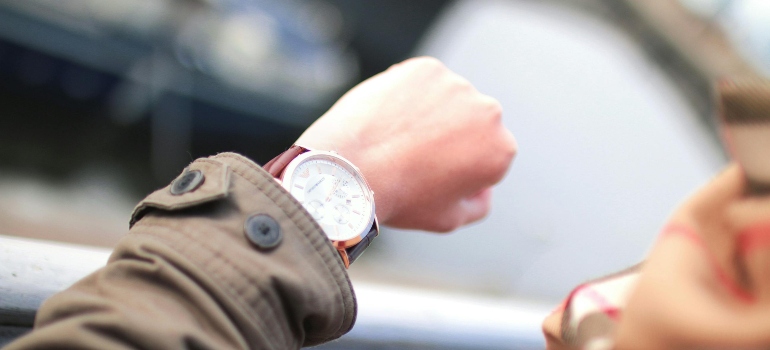 person looking at the watch