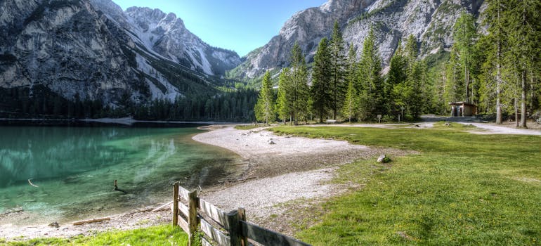 Grey mountains on the photo.