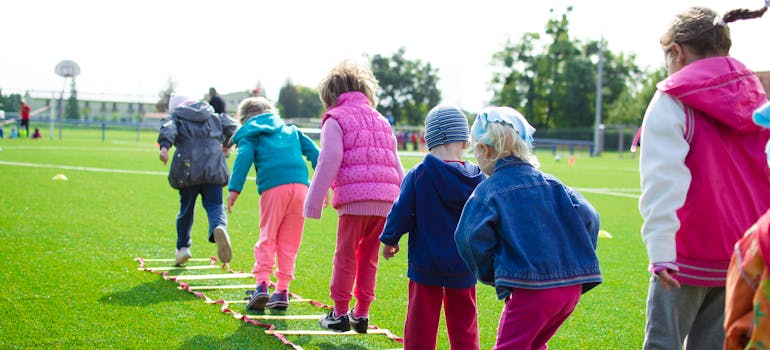 kids playing in a school yard