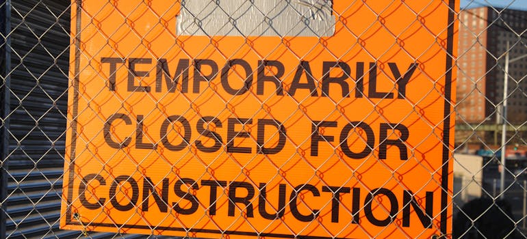 Orange construction sign