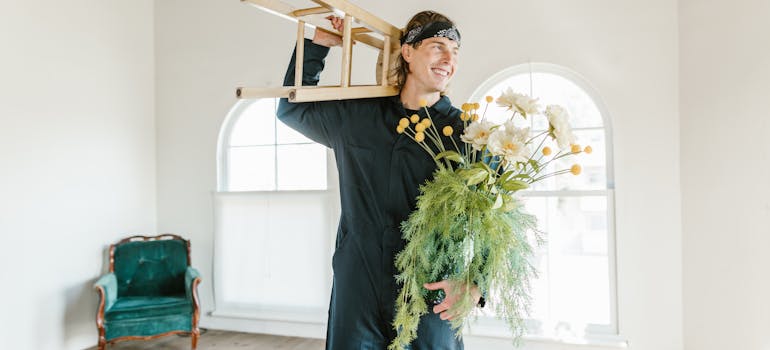 a mover holding items for transportation