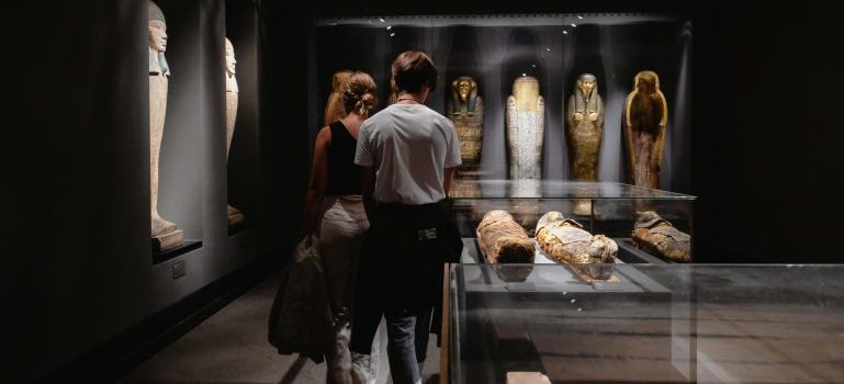 Couple looking at prospects at a museum