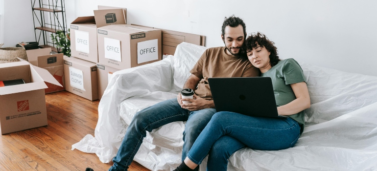 a couple trying to cope with moving stress