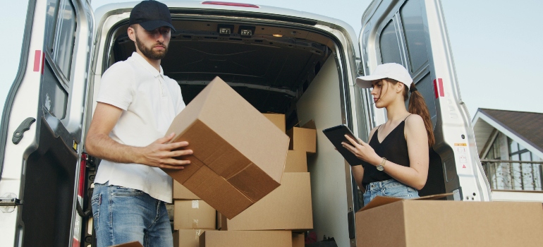 man and woman working