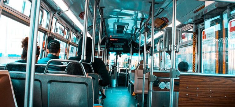 an inside of a public bus