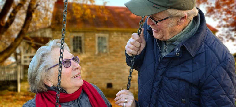 senior couple smiling to each other