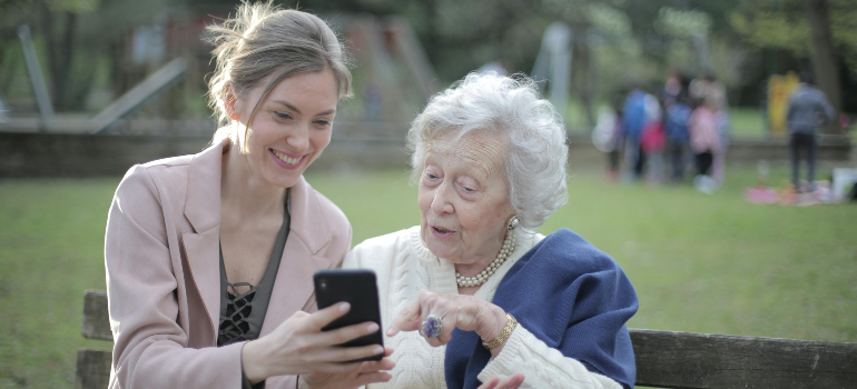 Seniors and young woman in Rockland