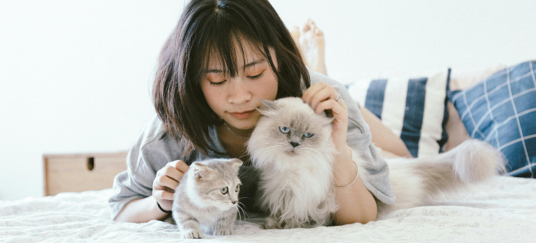 girl with cats