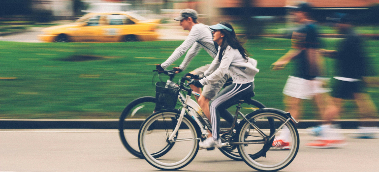 couple riding bike