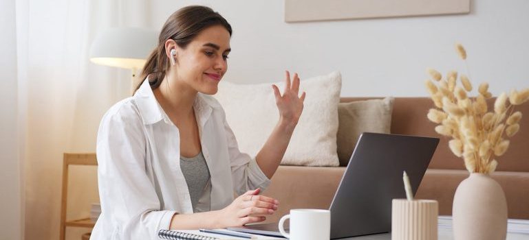 woman having video call