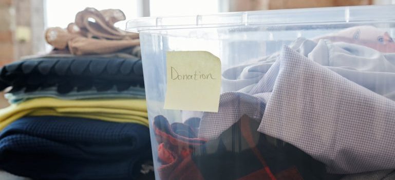 clothes in a plastic box