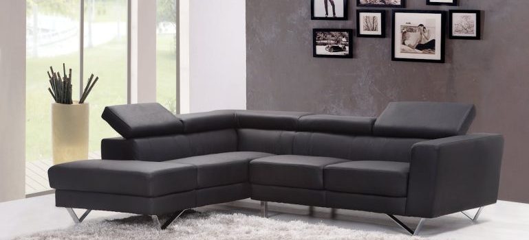 black sofa in a room