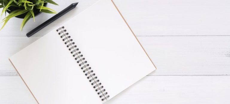 blank notebook on a table