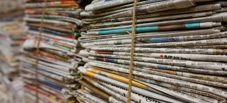 Stacks of newspapers