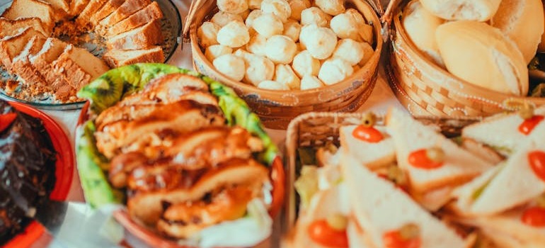 Different foods on a table