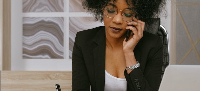 A woman on the phone