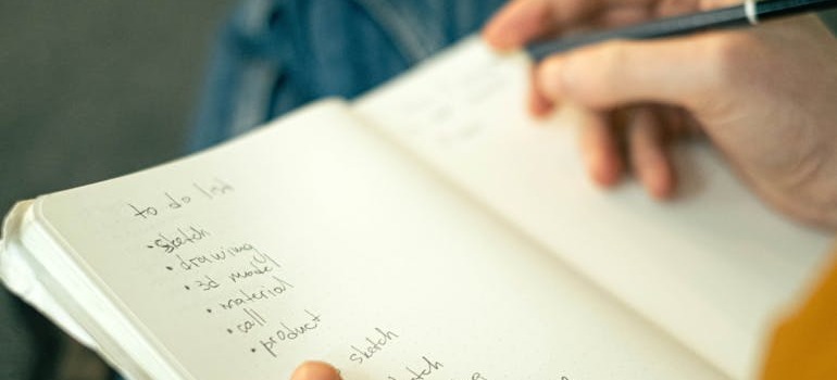 A person making a list