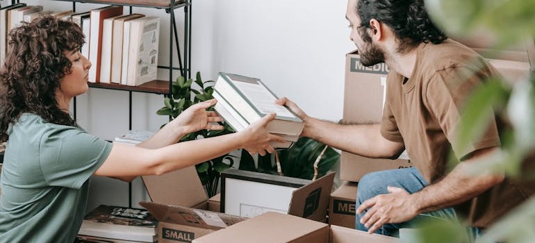 A couple decluttering