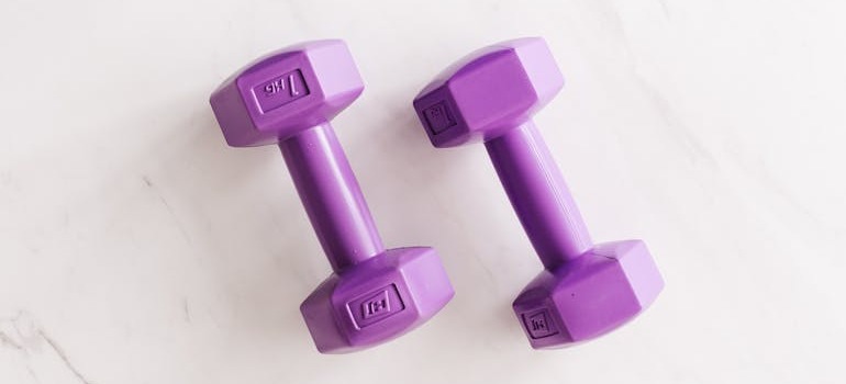 Two purple dumbbells