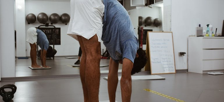 A man exercising in his home gym