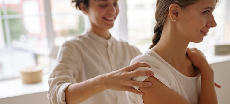 A smiling client having a massage