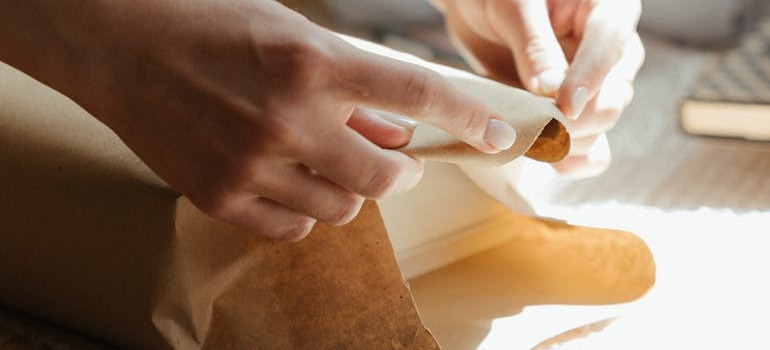 A person packing items