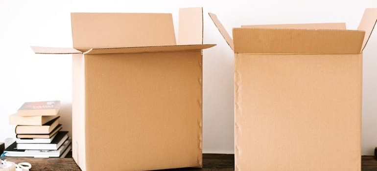 Two opened moving boxes