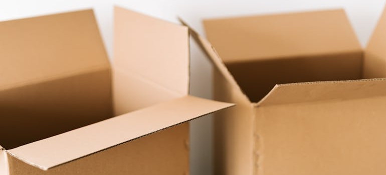 Two opened moving boxes