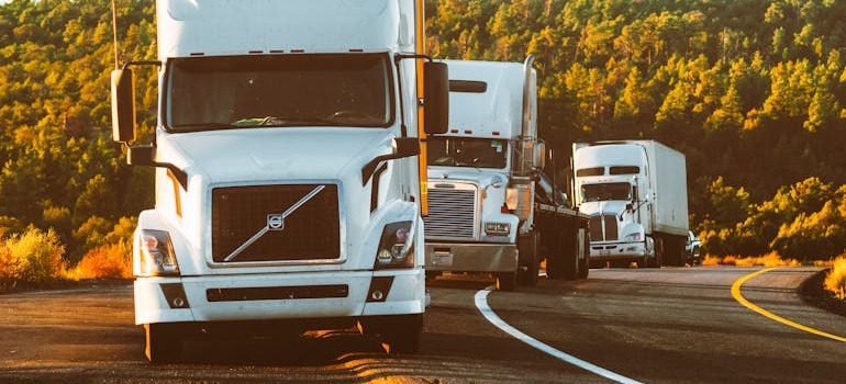 Moving trucks on the road