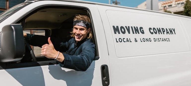 A mover inside a moving van