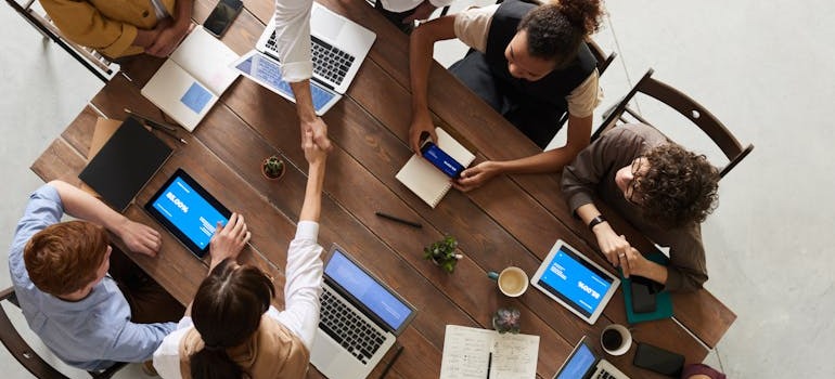 People in an office having a meeting