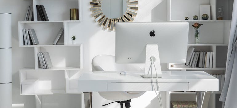 A white home office