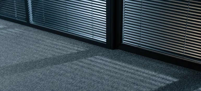 Windows with blinds over them