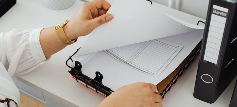 A person going over documents