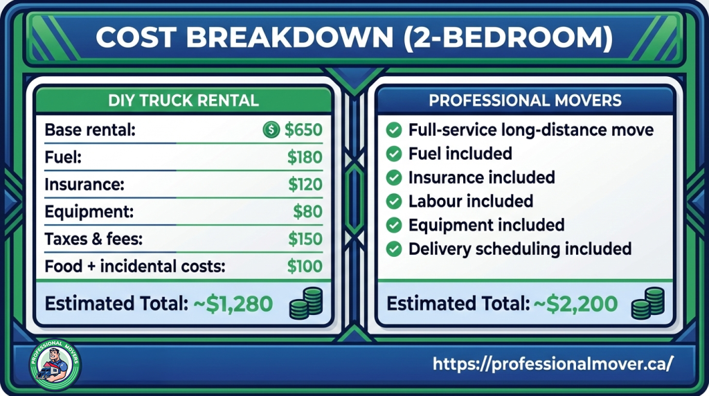 Comprehensive financial chart illustrating the average Cost Breakdown 2-Bedroom to help renters and homeowners budget accurately for labor, transportation, and packing materials.