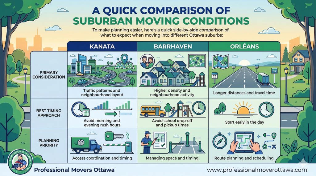 A detailed logistical breakdown and comparison of suburban moving conditions to help families plan for traffic, parking access, and neighborhood restrictions during their relocation.